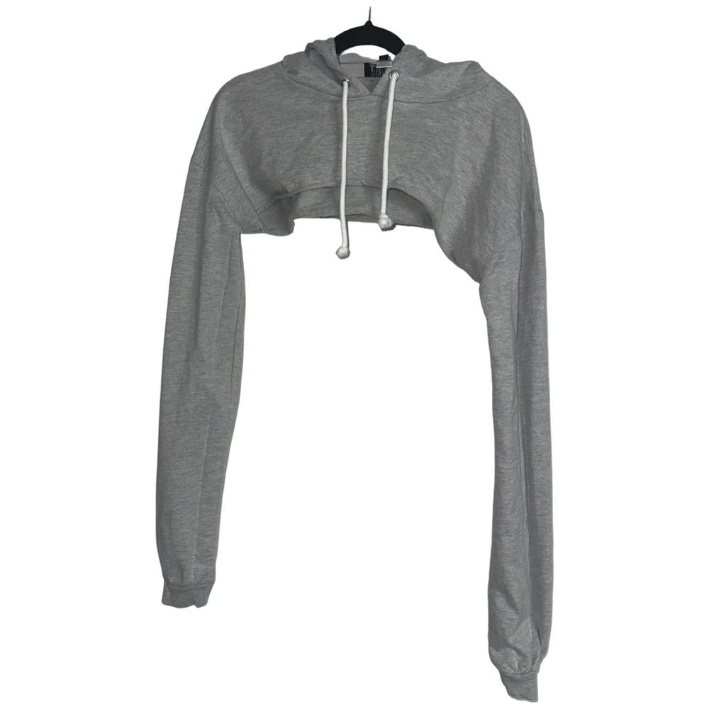 POSTER GIRL Gray Cropped Hoodie with Drawstring
